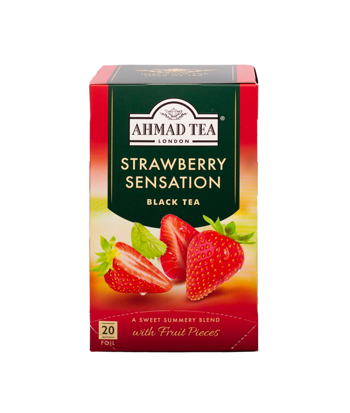 Ahmad Tea Strawberry Sensation Black Tea – 20-Count Boxes (Pack of 6)