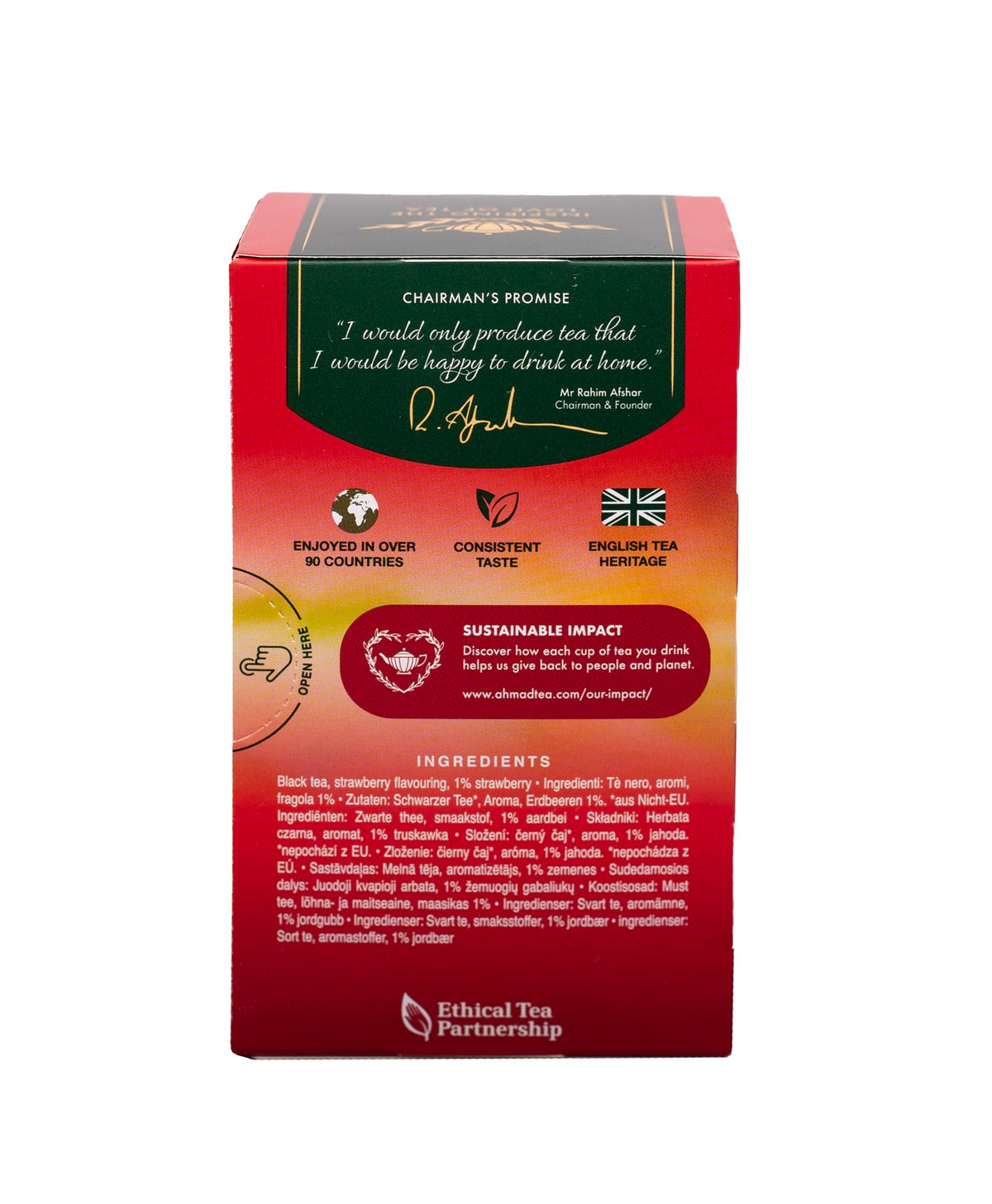 Ahmad Tea Strawberry Sensation Black Tea – 20-Count Boxes (Pack of 6)