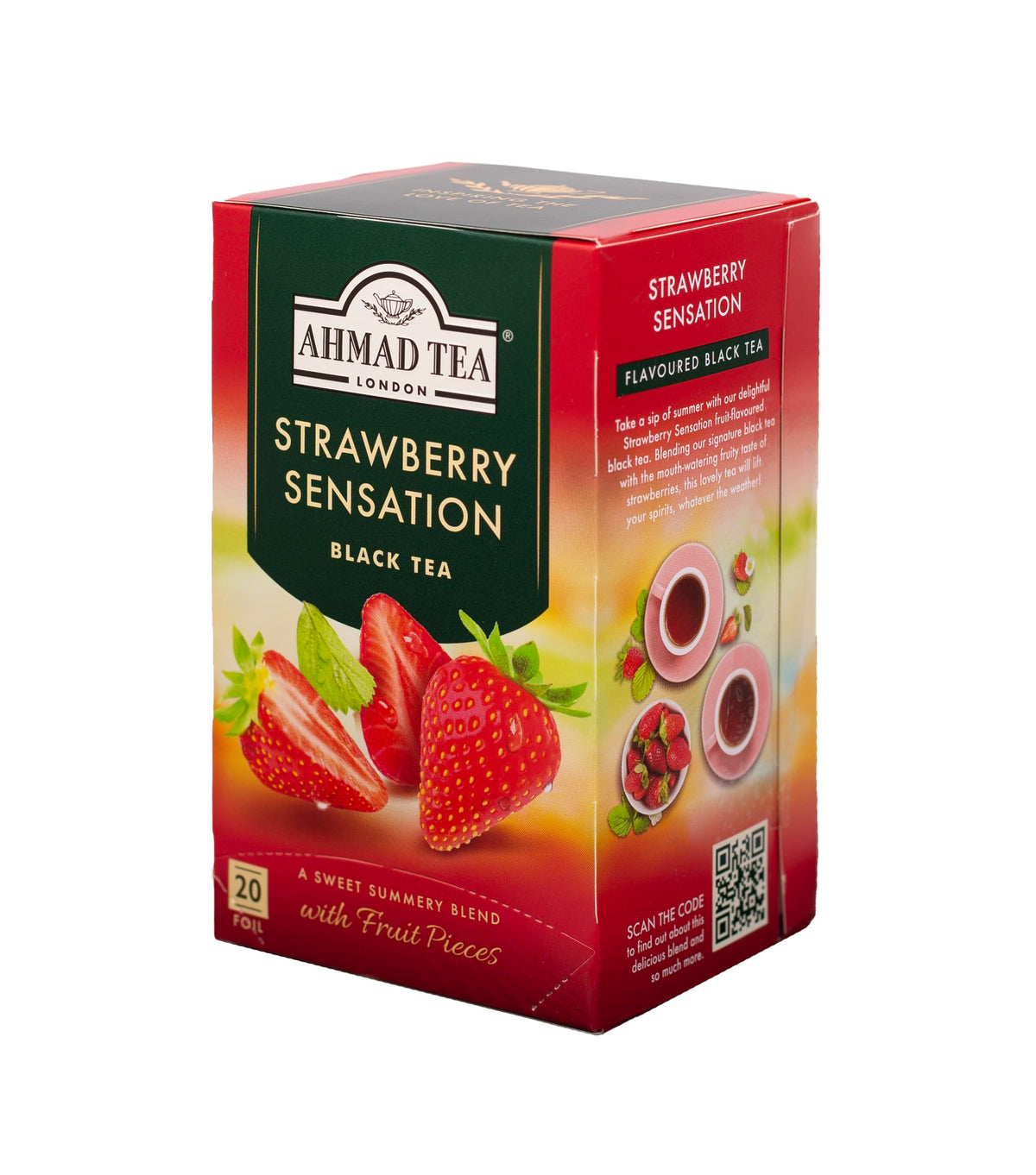 Ahmad Tea Strawberry Sensation Black Tea – 20-Count Boxes (Pack of 6)
