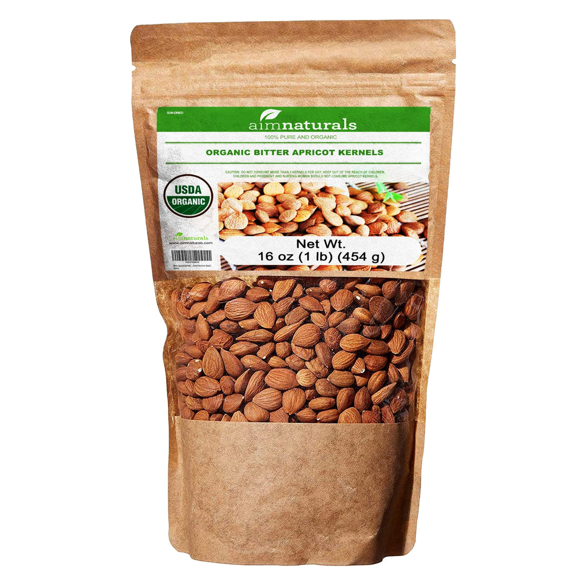 aimnaturals Bitter Apricot Kernels Organic Raw (1lb) – USDA Organic Certified, Product of Turkey