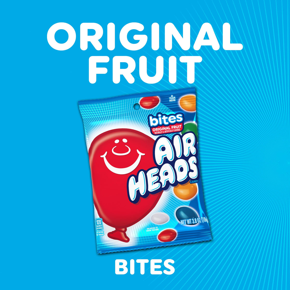 Airheads Candy Bites – 18-Pack, Individually Wrapped Chewy Candy, Assorted Fruit Flavors
