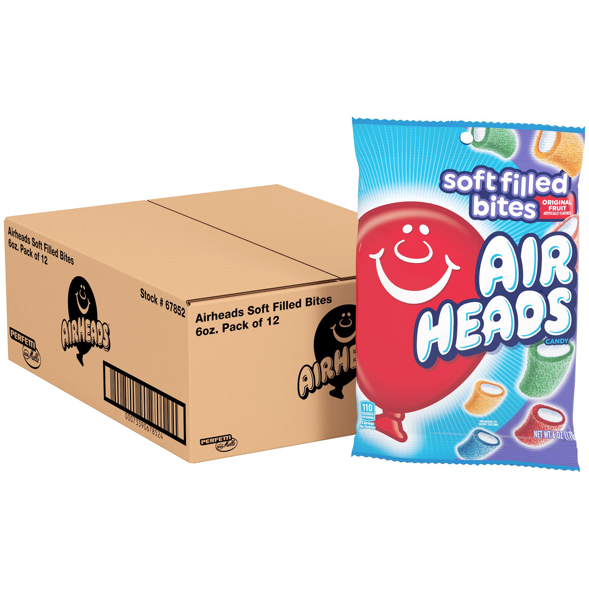 Airheads Soft Filled Candy Bites – 12-Pack, Individually Wrapped Chewy Candy, Assorted Fruit Flavors
