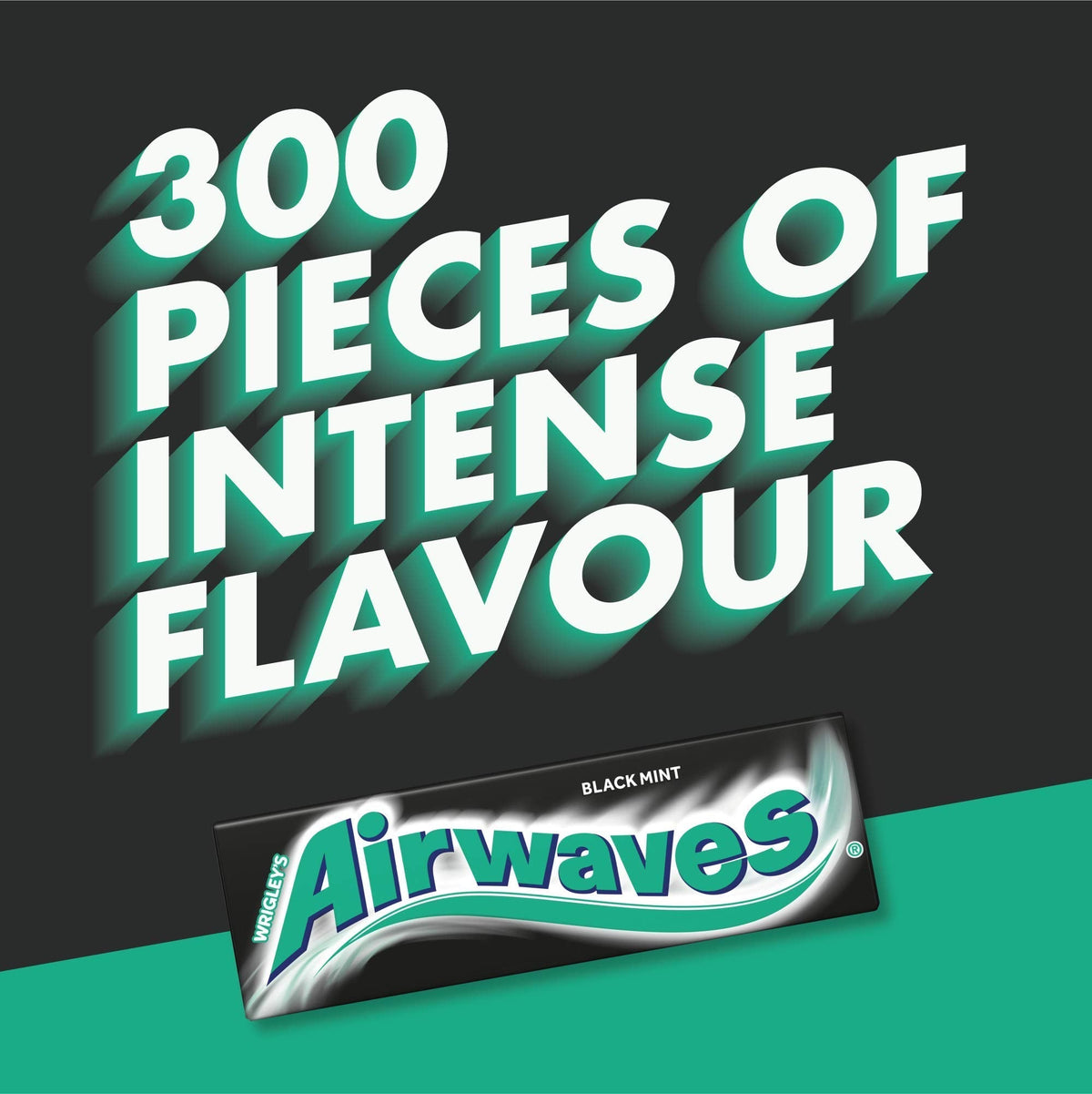 AirWaves Wrigley Black Mint Menthol Sugar Free Gum — 10 Pellets per Pack, Pack of 30