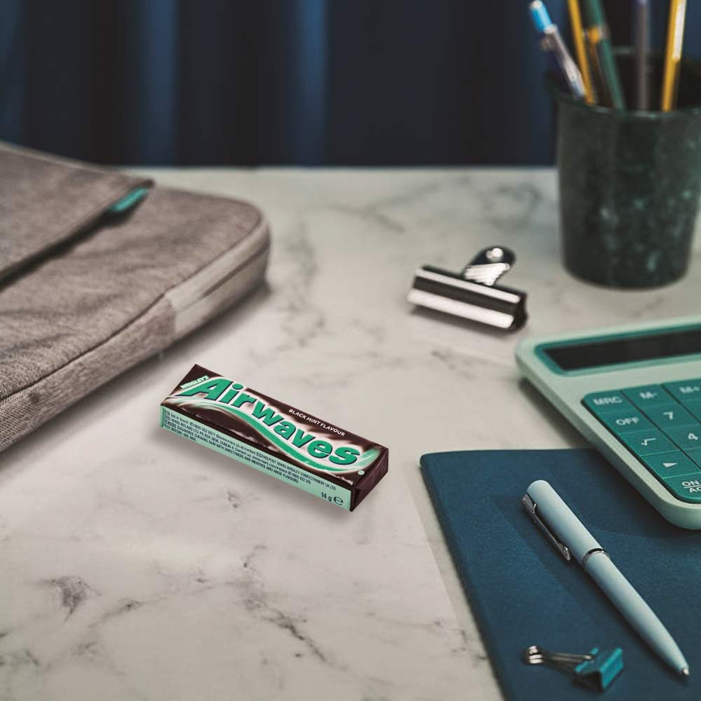 AirWaves Wrigley Black Mint Menthol Sugar Free Gum — 10 Pellets per Pack, Pack of 30