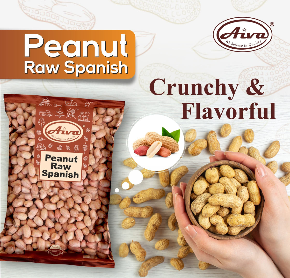 Aiva Raw Spanish Peanuts (10 lb Bulk) – Whole Unsalted Nuts for Snacking, Cooking & Baking | Product of USA