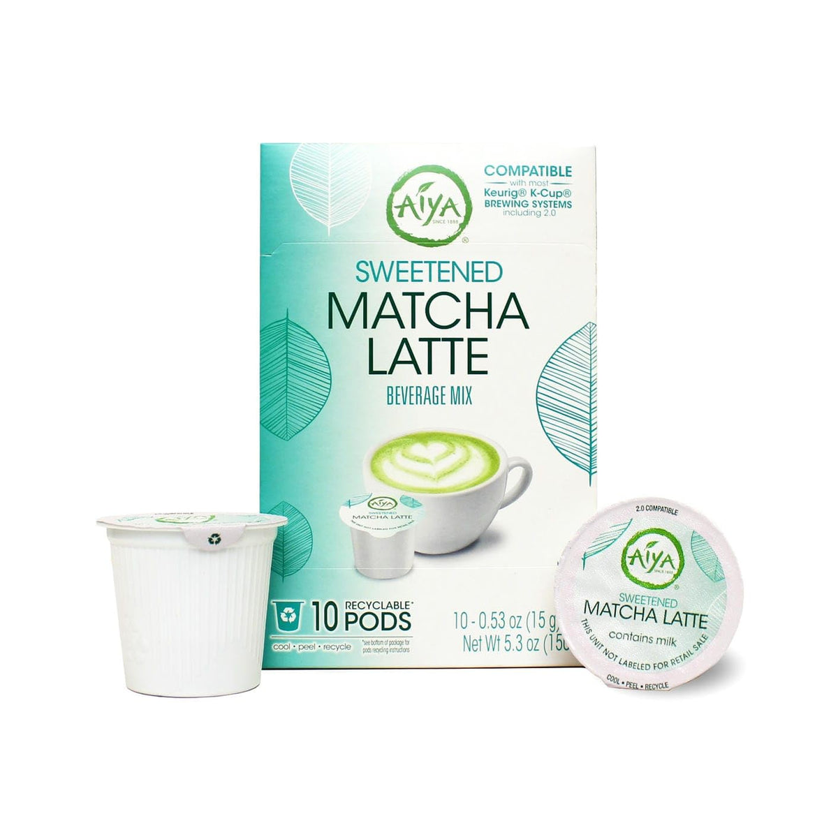 AIYA Creamy Matcha Latte Pods – Sweetened Vanilla, 10-Count, Single-Serve