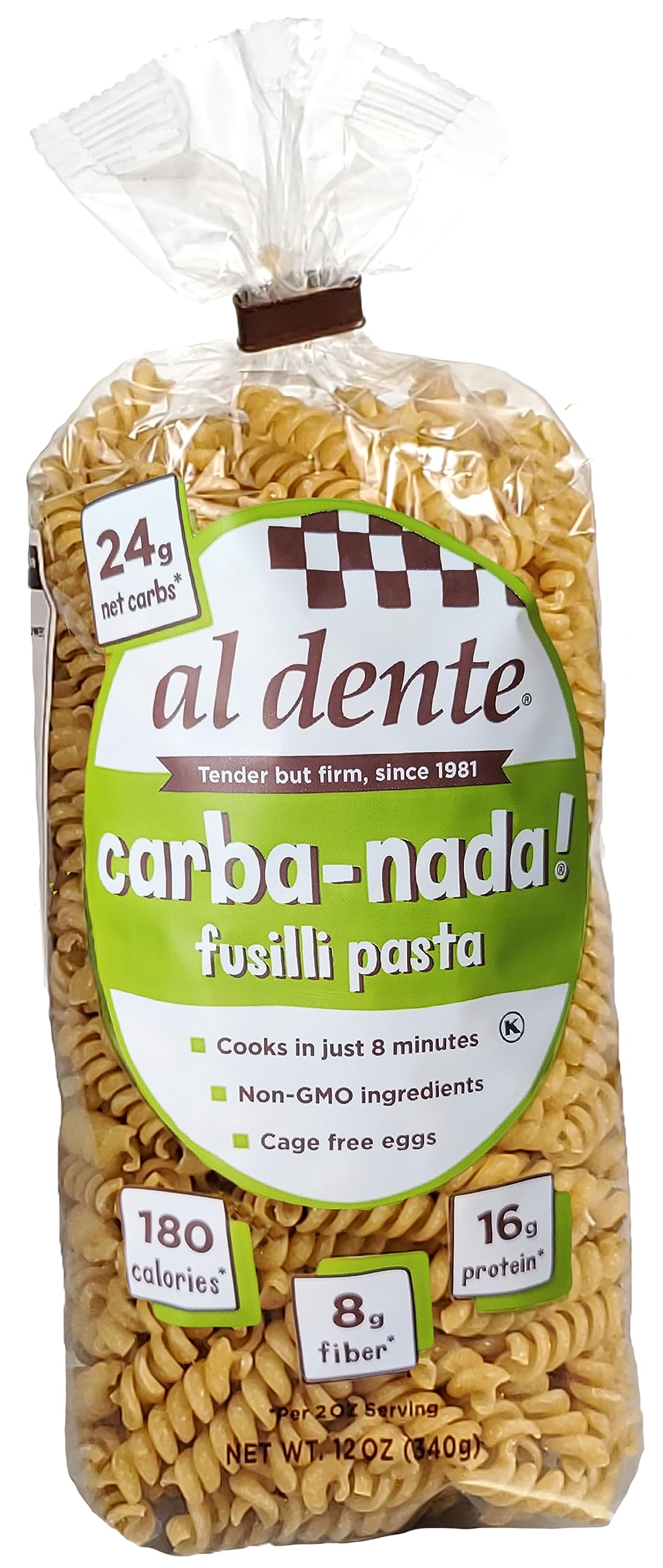Al Dente Carba-Nada Fusilli — Low-Carb, High-Protein Pasta, Pack of 6 (12 oz Each)