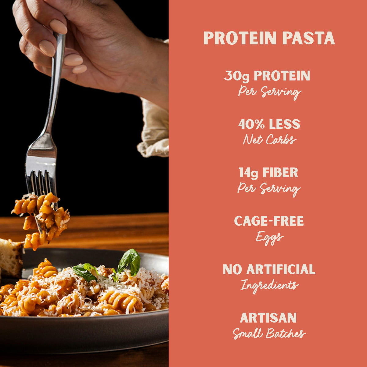 AL DENTE Protein Pasta Egg Fettuccine – 30g Protein per 3.5oz Serving, Lower Carb, High Fiber | 4 x 10oz Bags