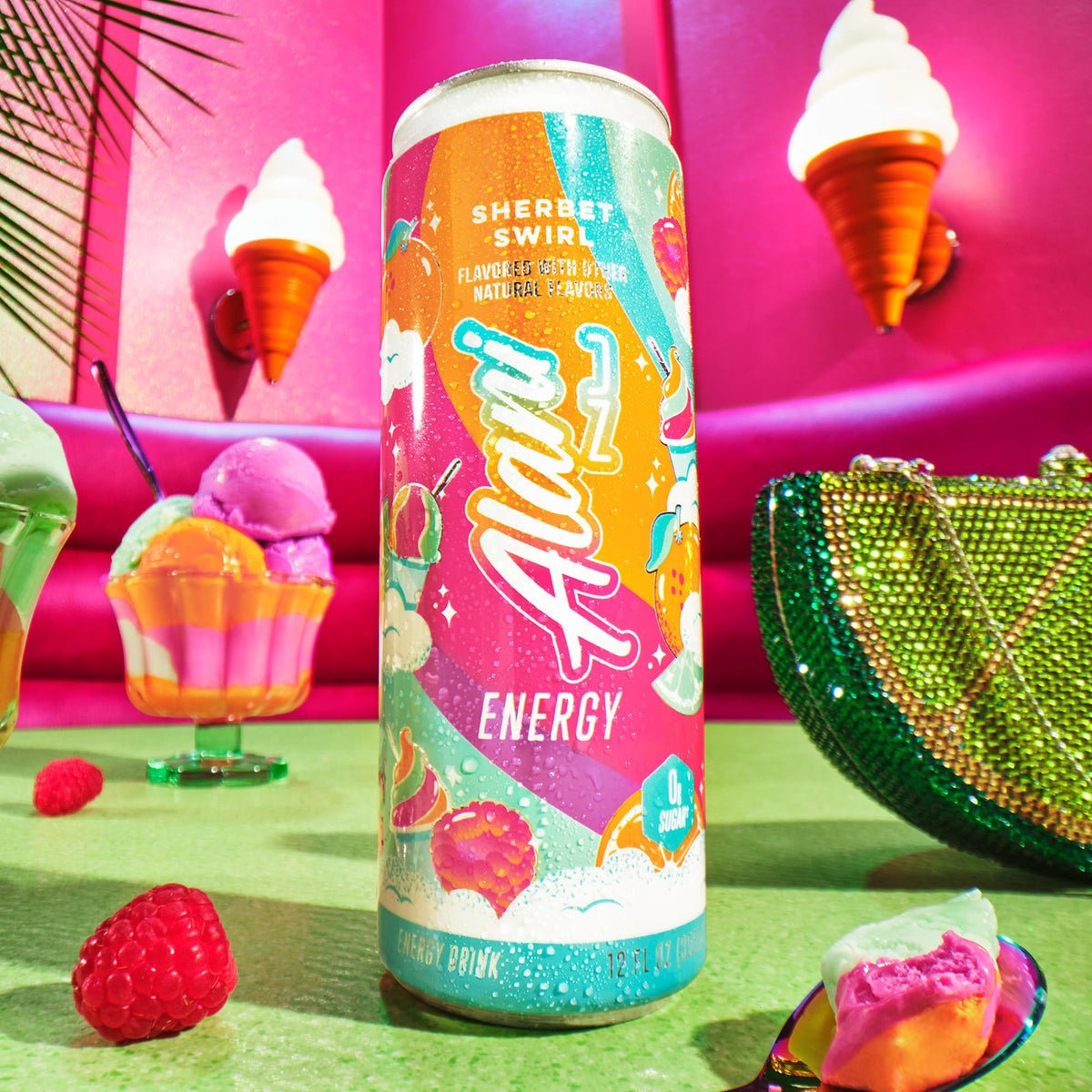 Alani Nu Sherbet Swirl Sugar Free Energy Drink – 12 Pack, 200mg Caffeine, 10 Calories
