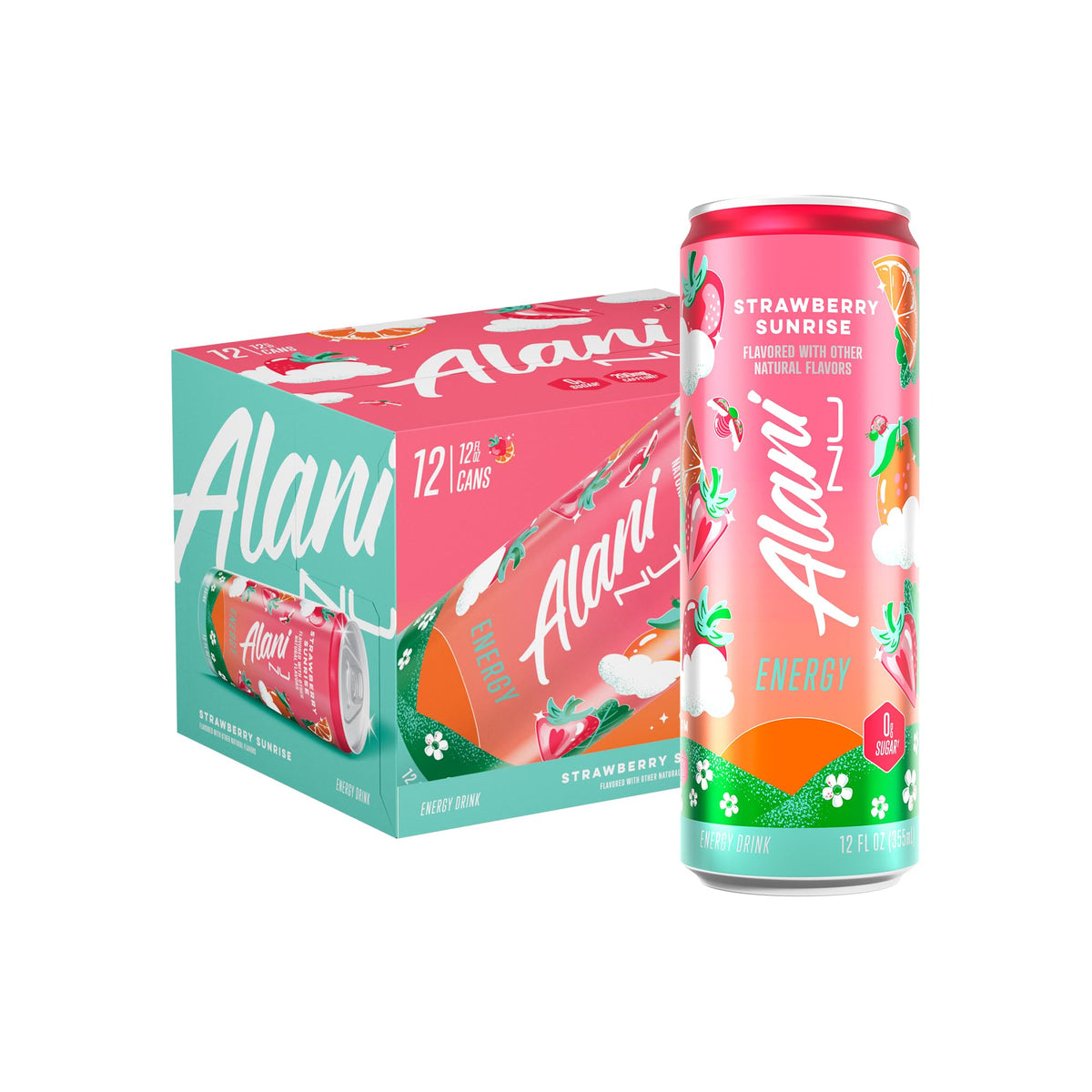 Alani Nu Strawberry Sunrise Sugar Free Energy Drink – 200 mg Caffeine, 12 Pack