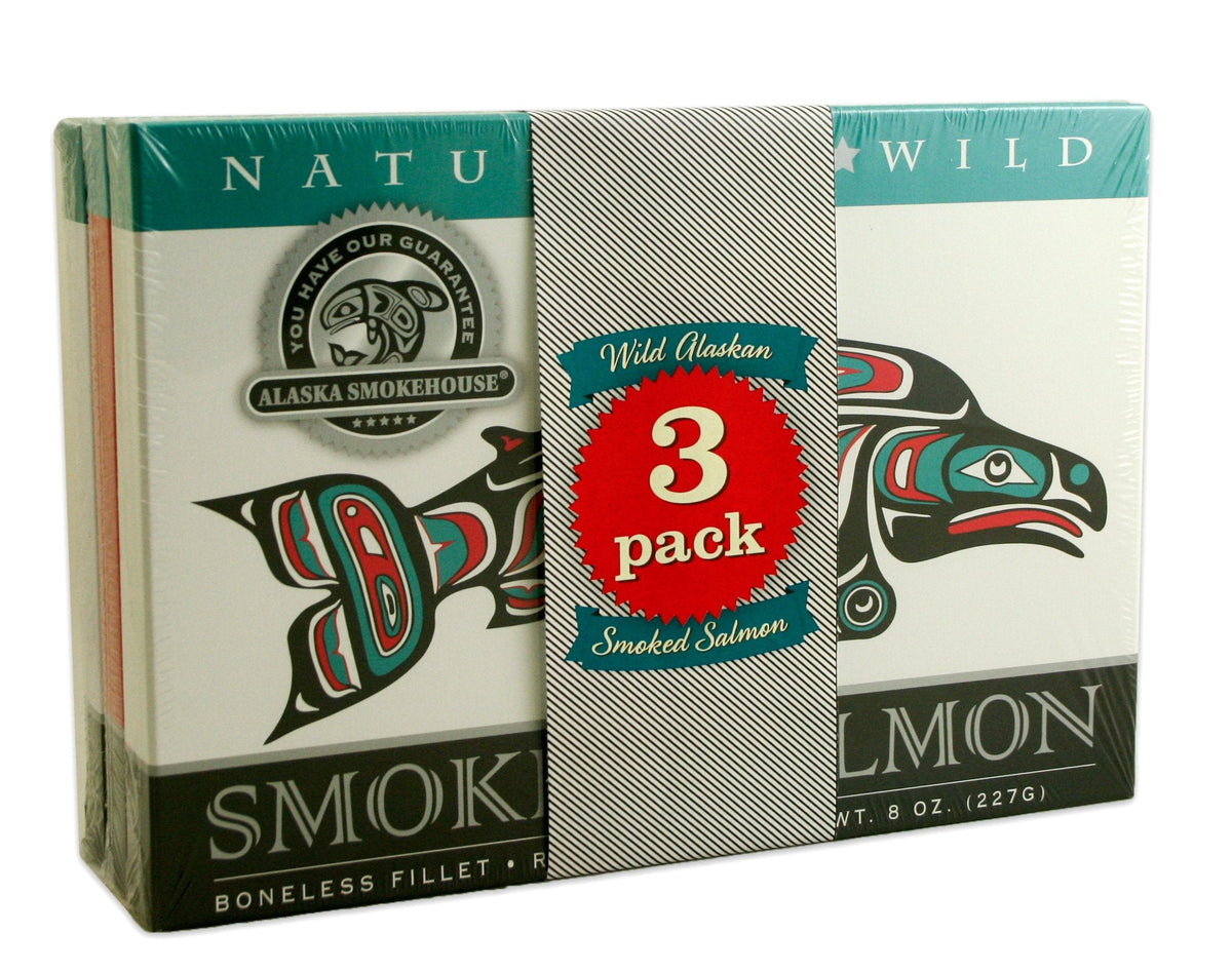 Alaska Smokehouse Jumbo Smoked Salmon (8 oz) – 3-Count Gift Pack