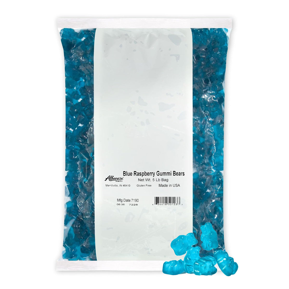 Albanese Blue Raspberry Gummi Bears 5 lb Bulk Bag | World’s Best Gummies