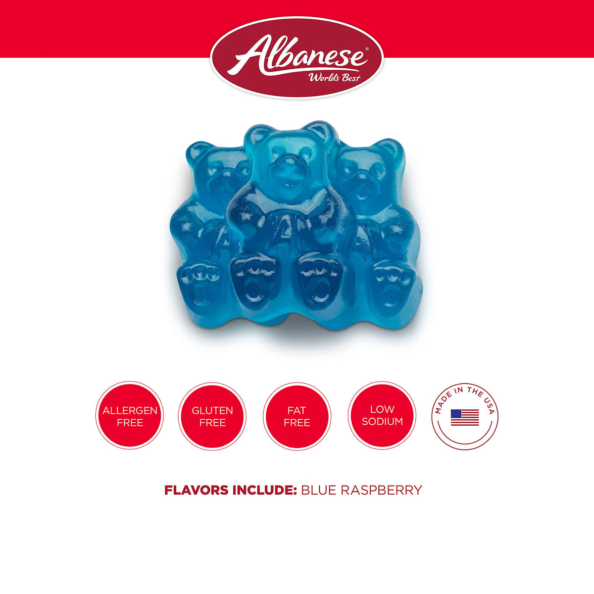 Albanese Blue Raspberry Gummi Bears 5 lb Bulk Bag | World’s Best Gummies