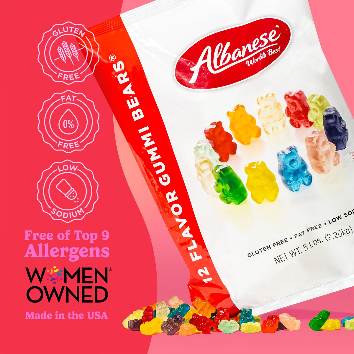 Albanese Candy — 12 Flavor Gummi Bears, 5 lb Bag — World's Best Flavors