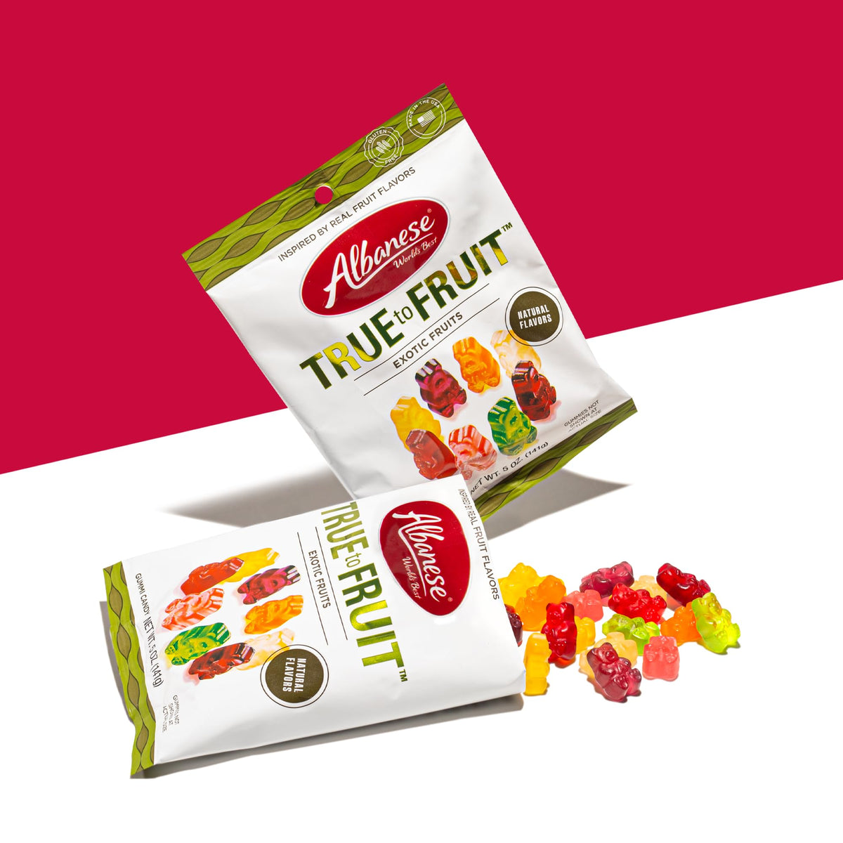 Albanese World's Best True to Fruit Exotic Gummies – 7.75oz Bag, Pack of 6, Individually Wrapped