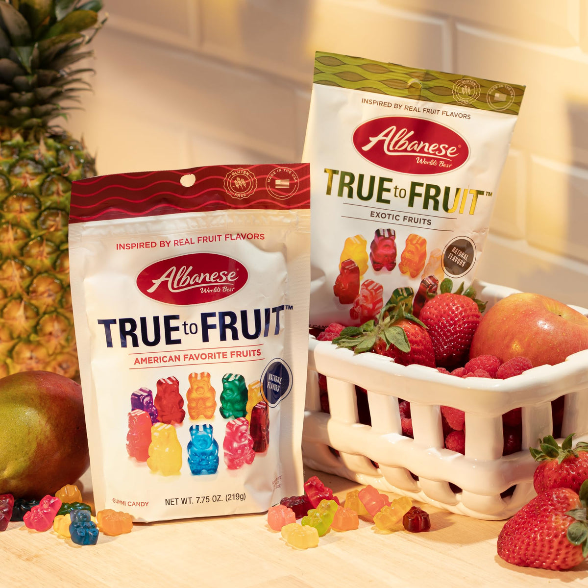 Albanese World's Best True to Fruit Exotic Gummies – 7.75oz Bag, Pack of 6, Individually Wrapped