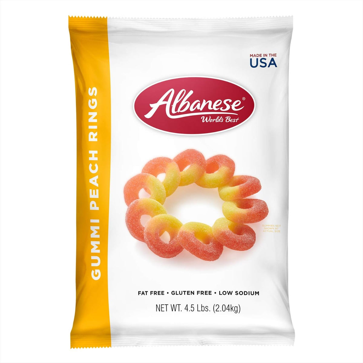Albanese Gummi Peach Rings - 4.5 lb Bag | Bold Peach Flavor & Soft Chew