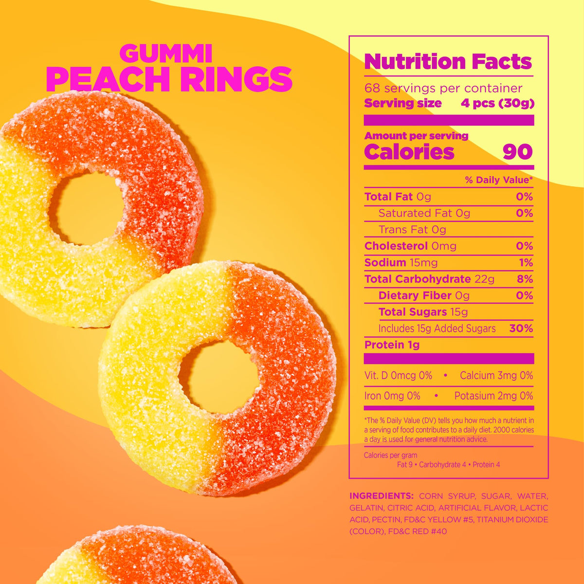 Albanese Gummi Peach Rings - 4.5 lb Bag | Bold Peach Flavor & Soft Chew