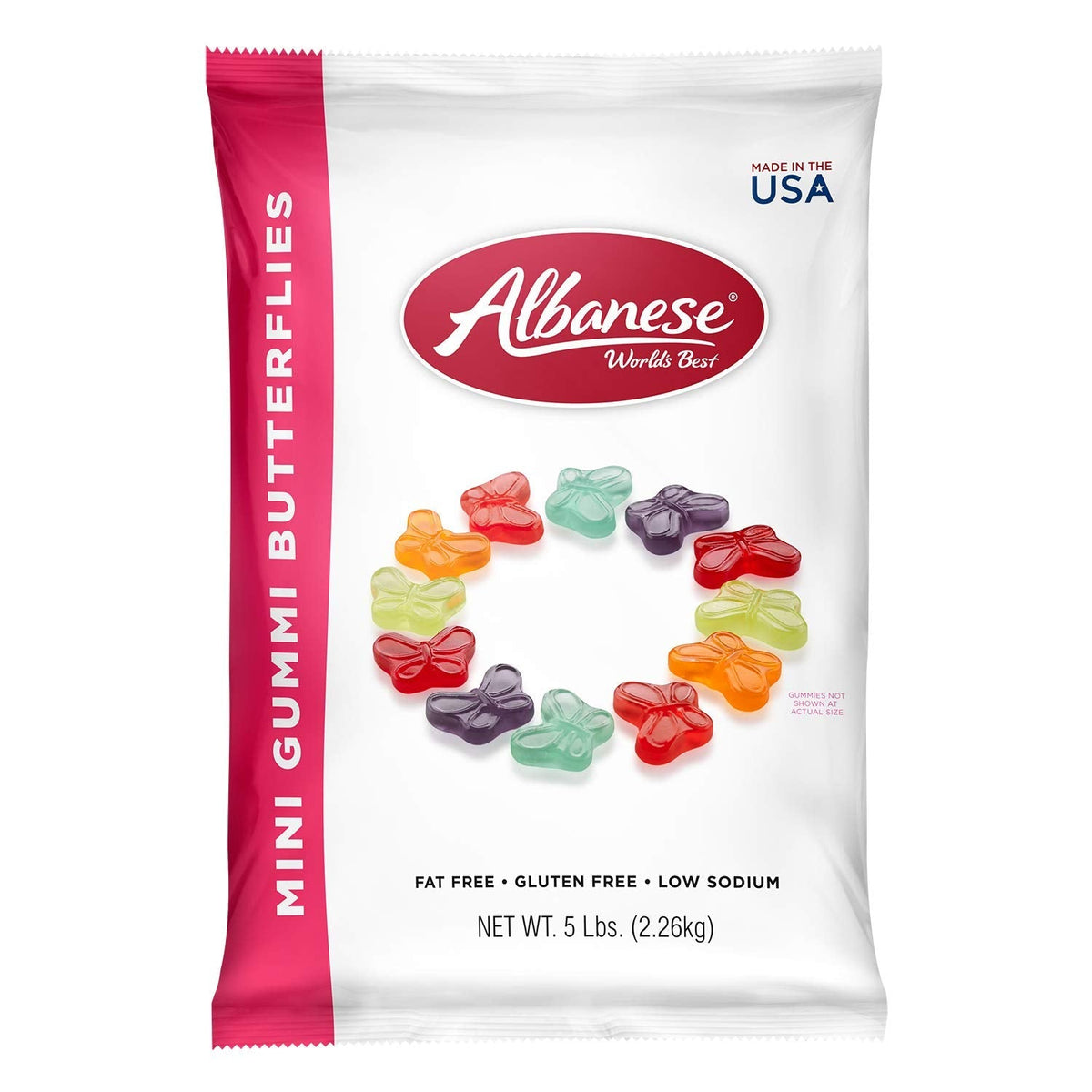 Albanese Mini Gummi Butterflies – 5 lb Bulk Bag | Fruity, Soft Gummies
