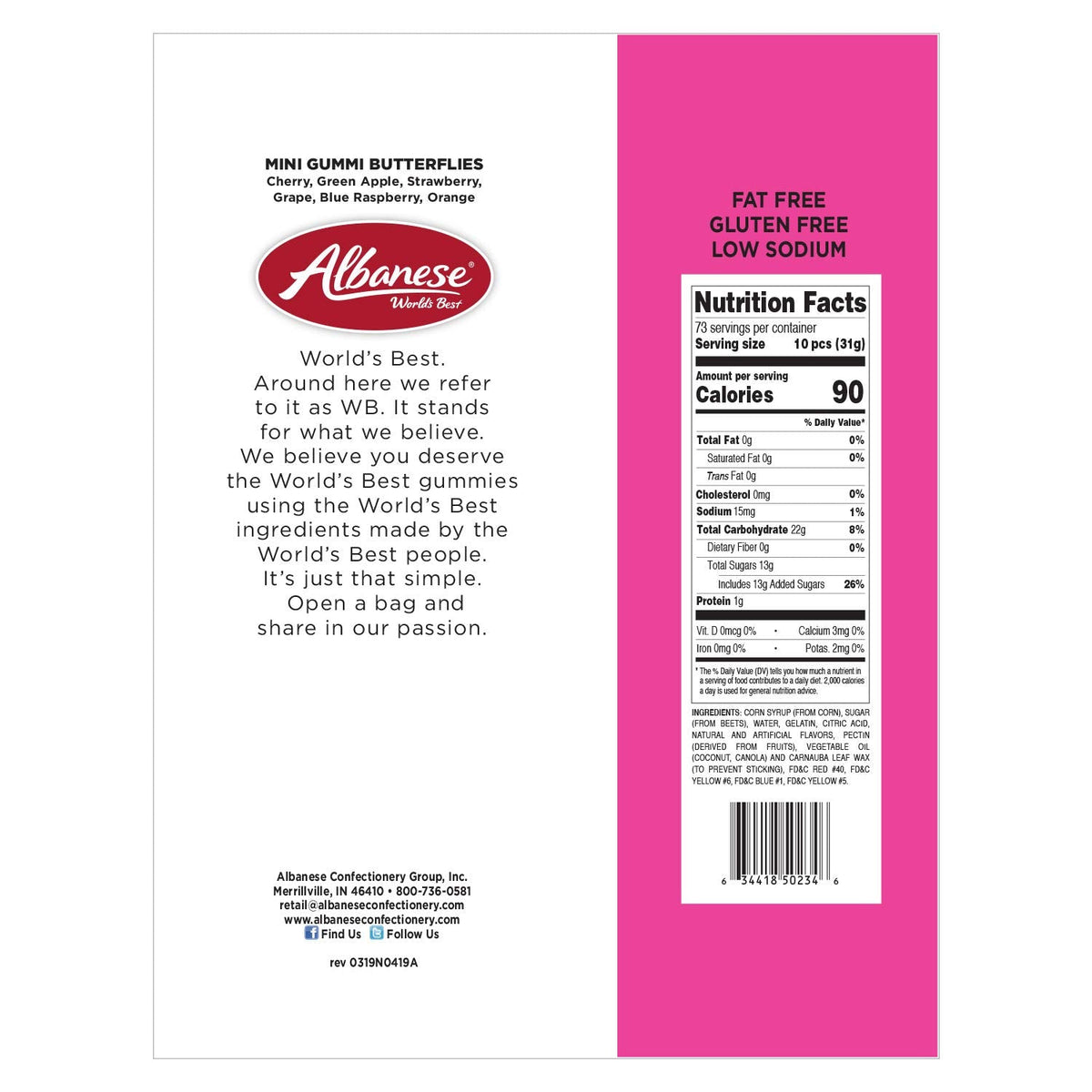 Albanese Mini Gummi Butterflies – 5 lb Bulk Bag | Fruity, Soft Gummies