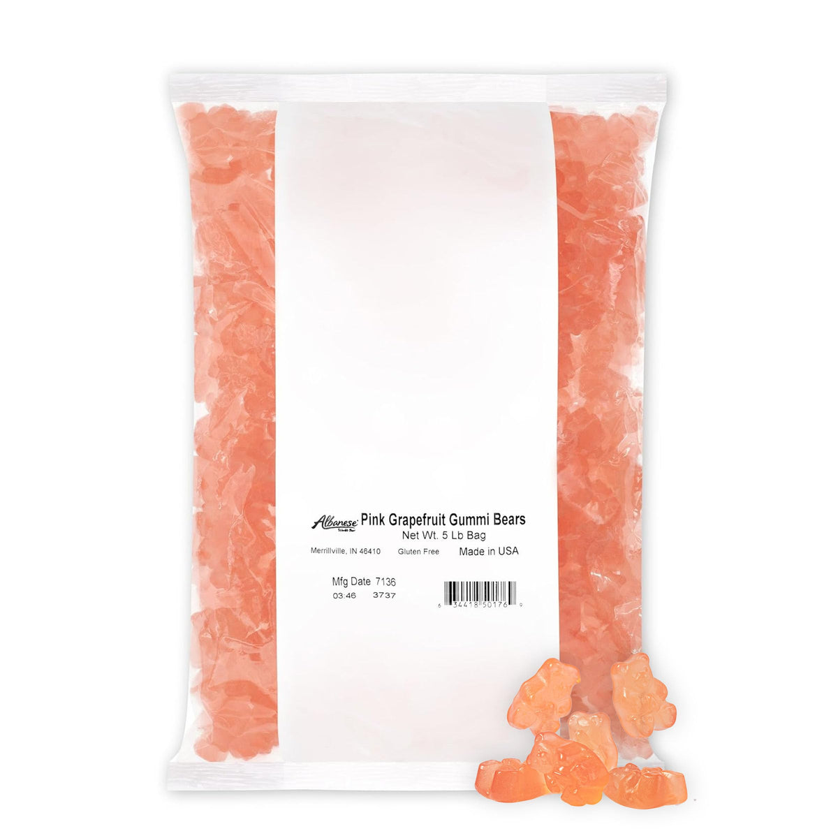 Albanese Pink Grapefruit Gummi Bears – 5 lb Bulk Bag | World's Best Gummies