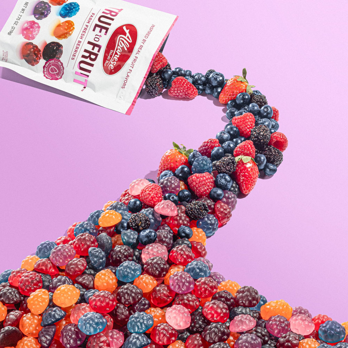 Albanese World’s Best True-to-Fruit Farm Fresh Berries – 6x7.75oz Gummy Bags | 7 Natural Flavors