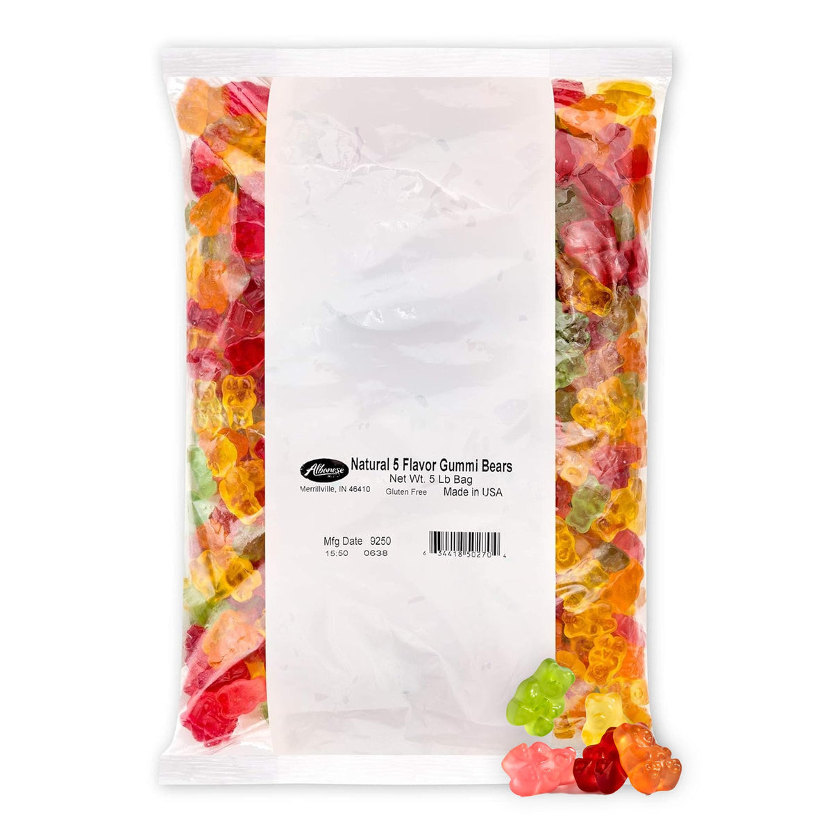 Albanese World's Best 5 Natural Flavor Gummi Bears – 5 lb Bag | Gluten Free & Dairy Free