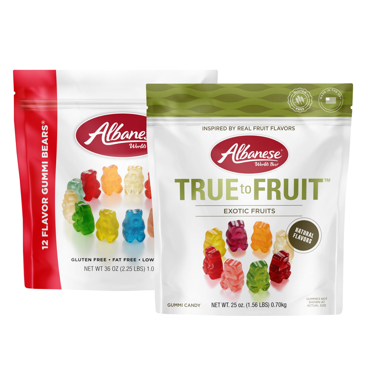 Albanese World's Best Family Share Pack: 12 Flavor Gummi Bears & Exotic Fruits Gummies