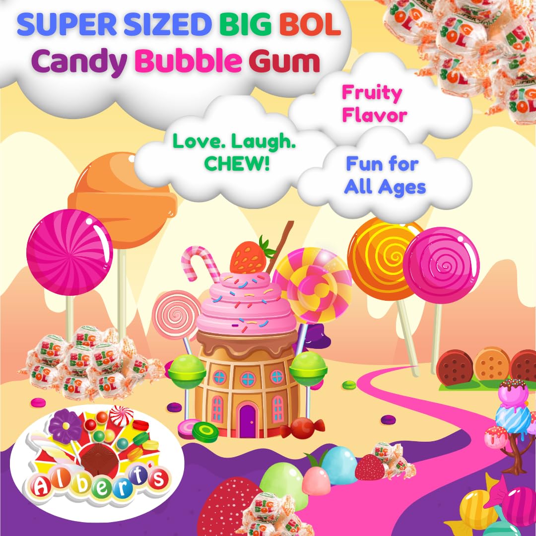 Albert's Candy Super BIG BOL Bubble Gum – 10g Pieces, 48 count (2-Pack)