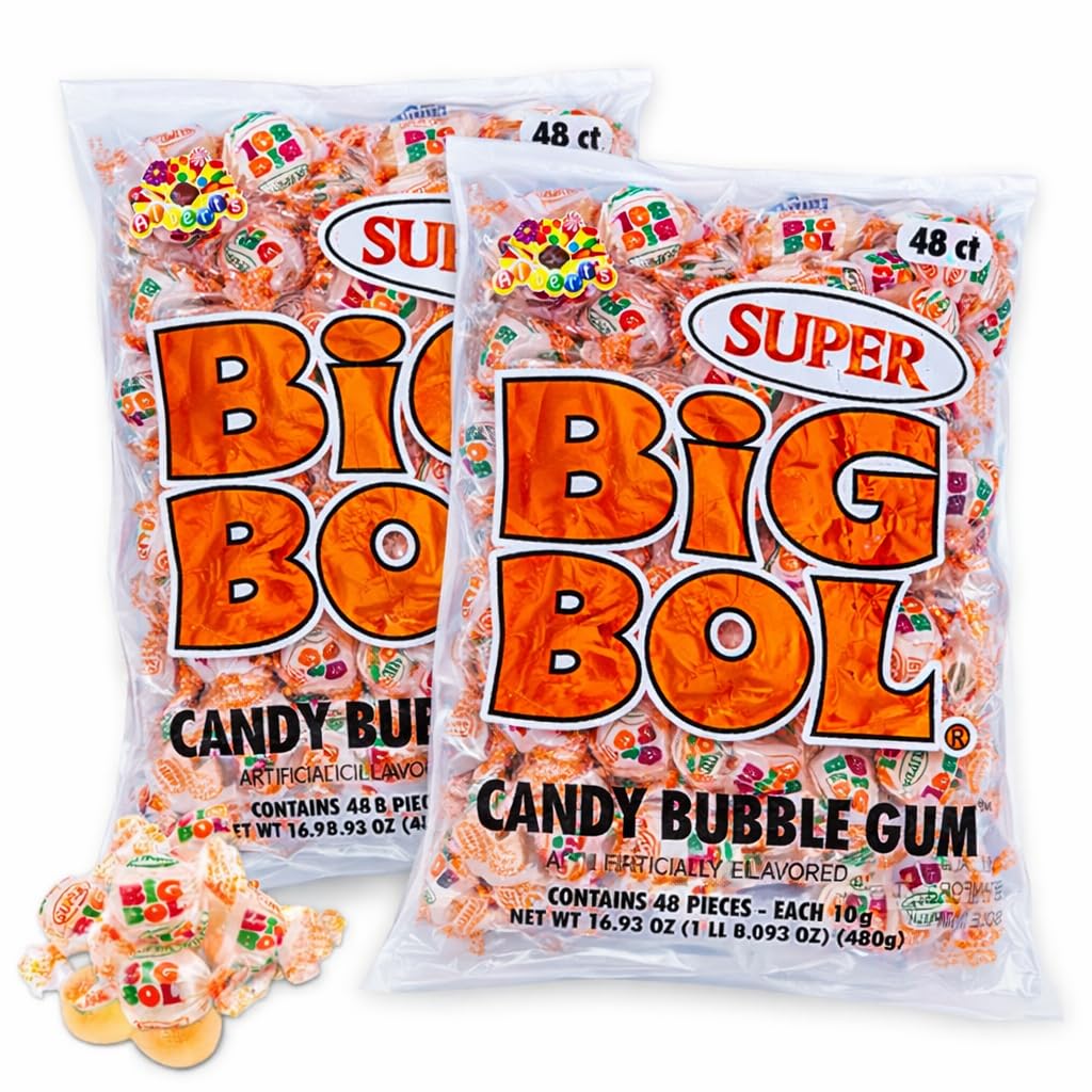 Albert's Candy Super BIG BOL Bubble Gum – 10g Pieces, 48 count (2-Pack)