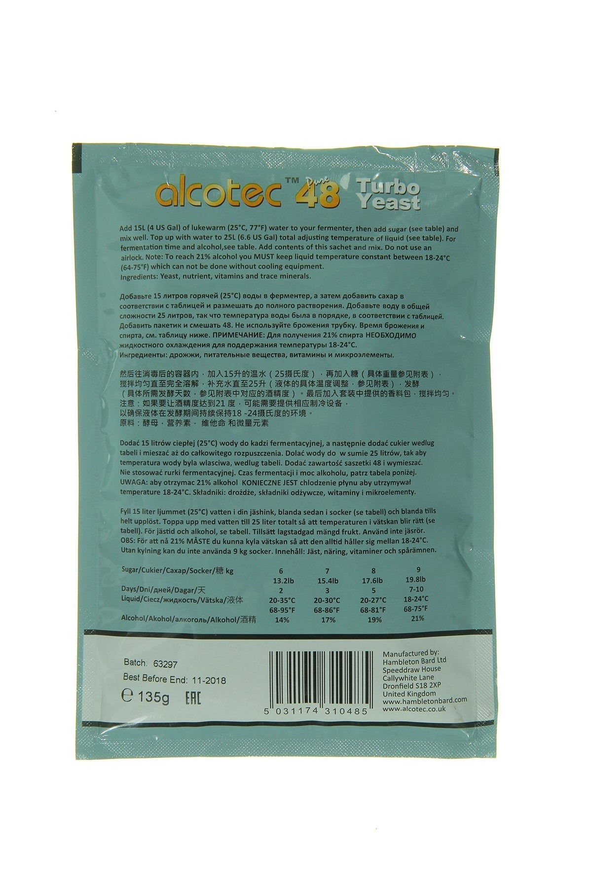 Alcotec 48 Hour Turbo Yeast — Fast, High-Performance Dry Yeast for Wine & Brew (Pack of 10)