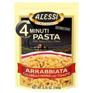 Alessi 4 Minute Pasta Arrabbiata – One-Pot Quick Meals, Stovetop or Microwave (Pack of 6)