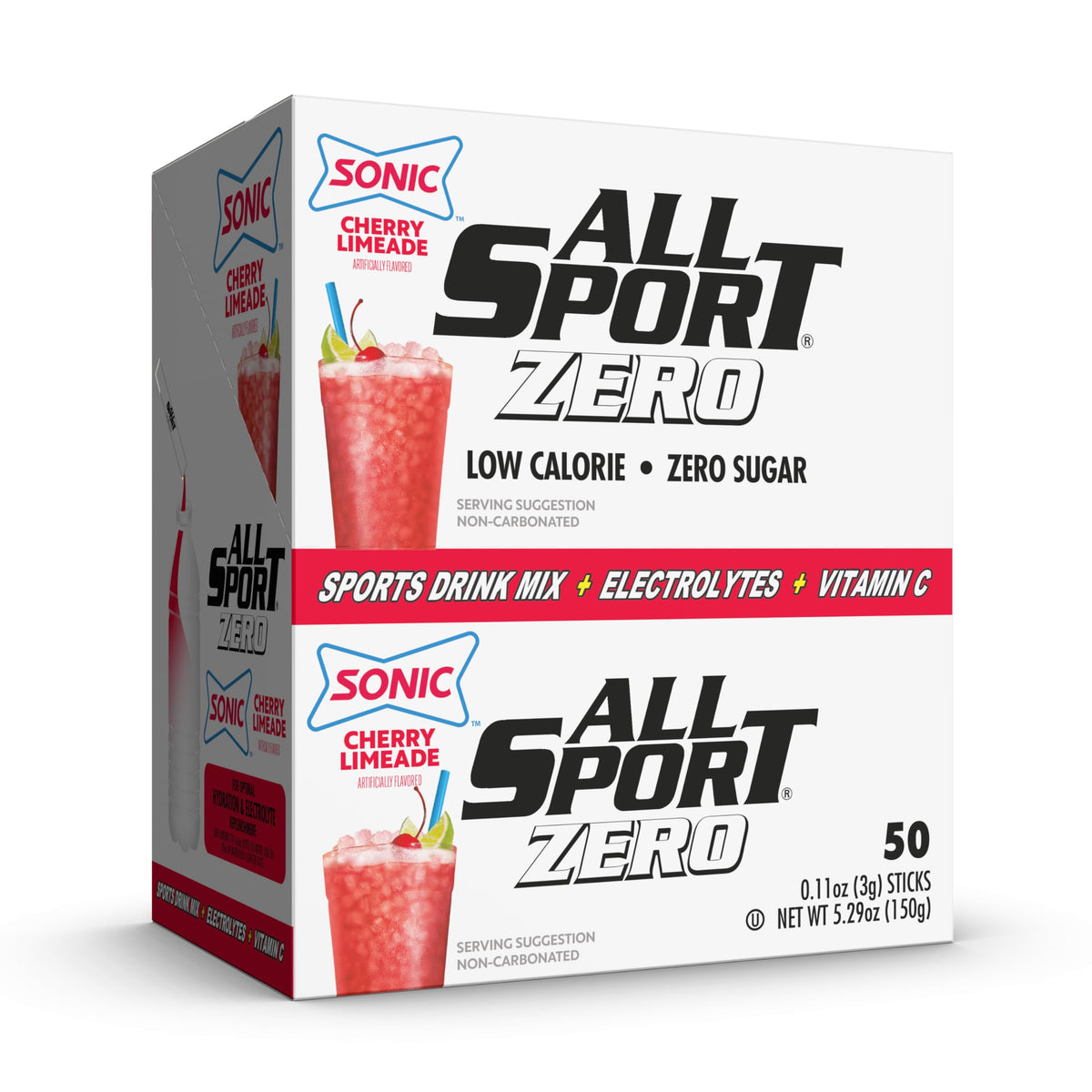 All Sport Powder Hydration Sticks – SONIC Cheery Limeade, 50 Ct, Zero Calorie Electrolyte Drink Mix