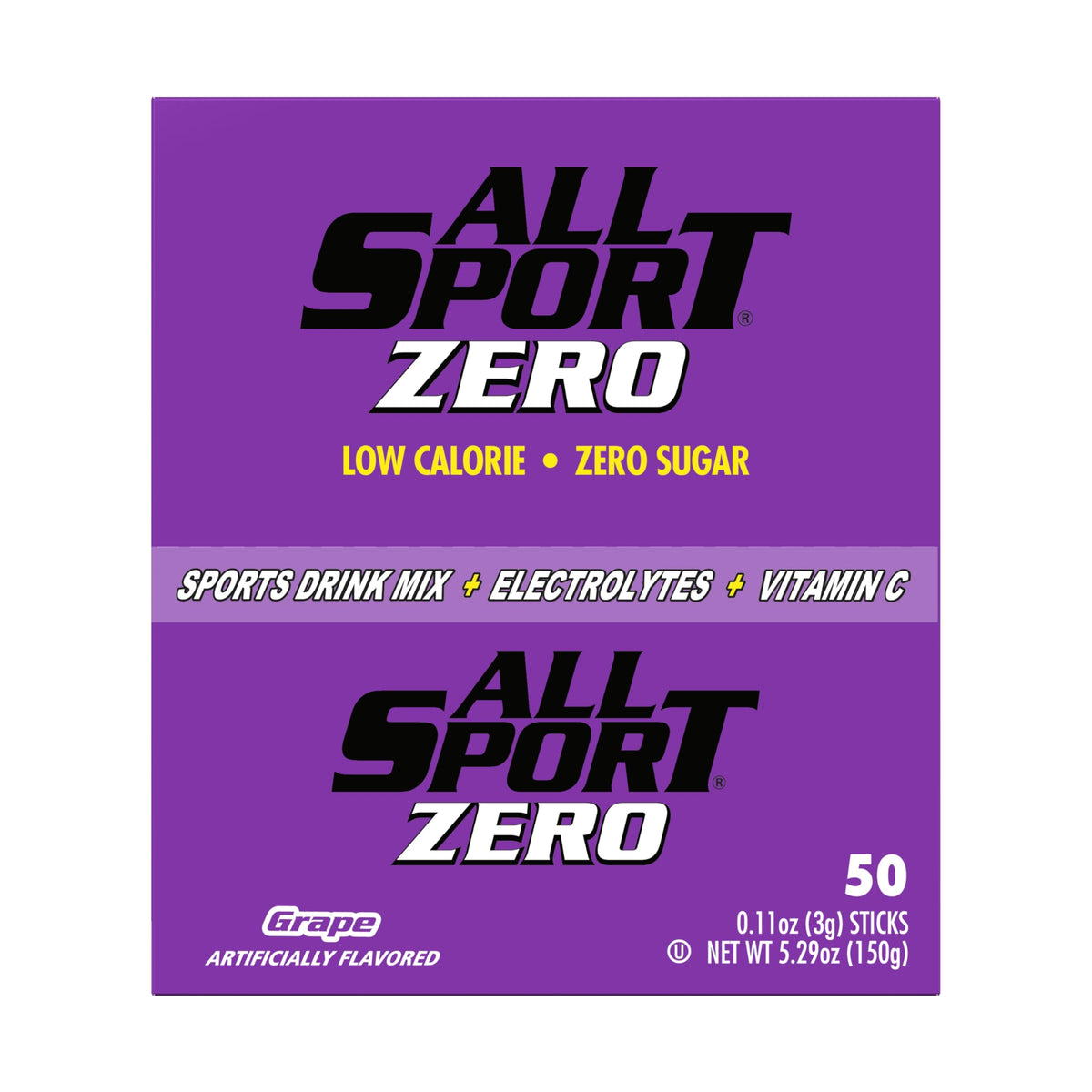 All Sport Zero Calorie Hydration Sticks – Grape Electrolyte Drink Mix, 50 Count Box