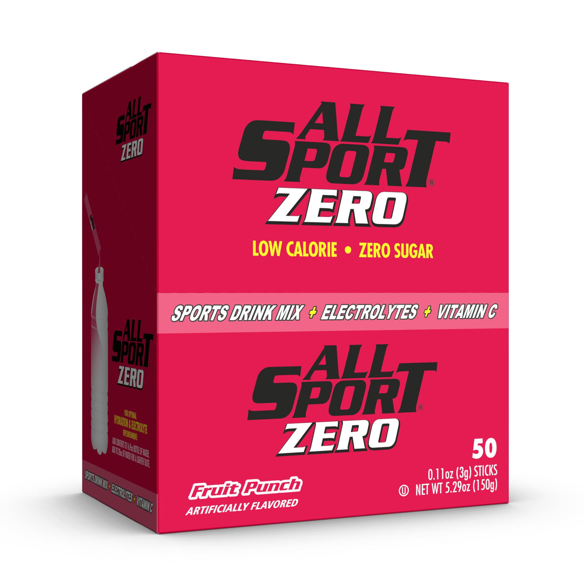 All Sport Powder Hydration Sticks – Zero Calorie Sugar-Free Electrolyte Drink, Fruit Punch, 50 Ct