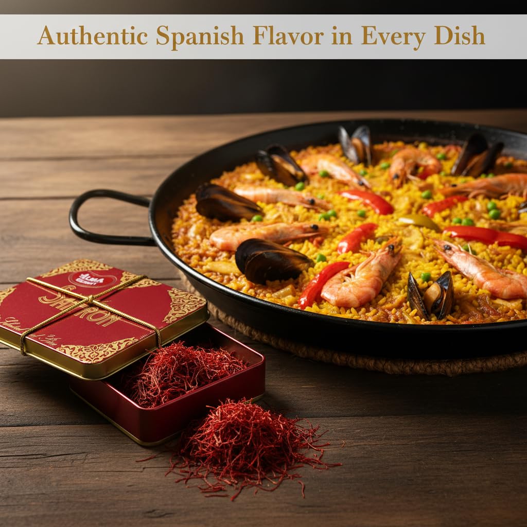 Alma Gourmet Spanish Saffron Threads 1 oz | 100% Pure Saffron Spice for Paella & More