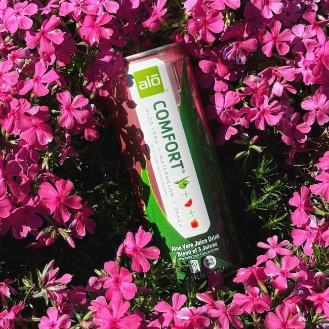 ALO Drink | ALO Comfort Aloe Vera Juice Drink with Watermelon & Peach – 12 Pack, 10.8 fl oz Cans
