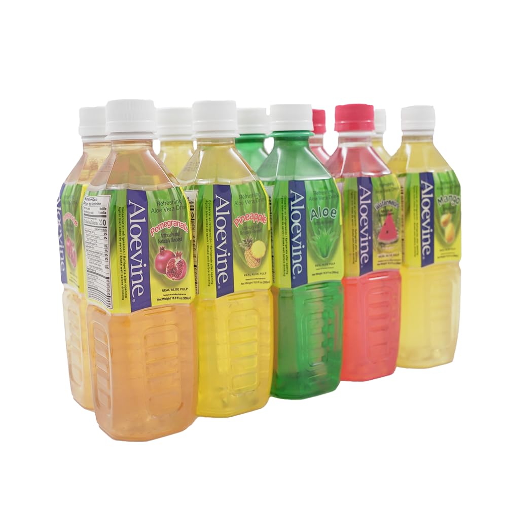 Aloevine Aloe Vera Drink Variety Pack – 16.9 oz x10 (Original, Watermelon, Mango, Pomegranate, Pineapple)