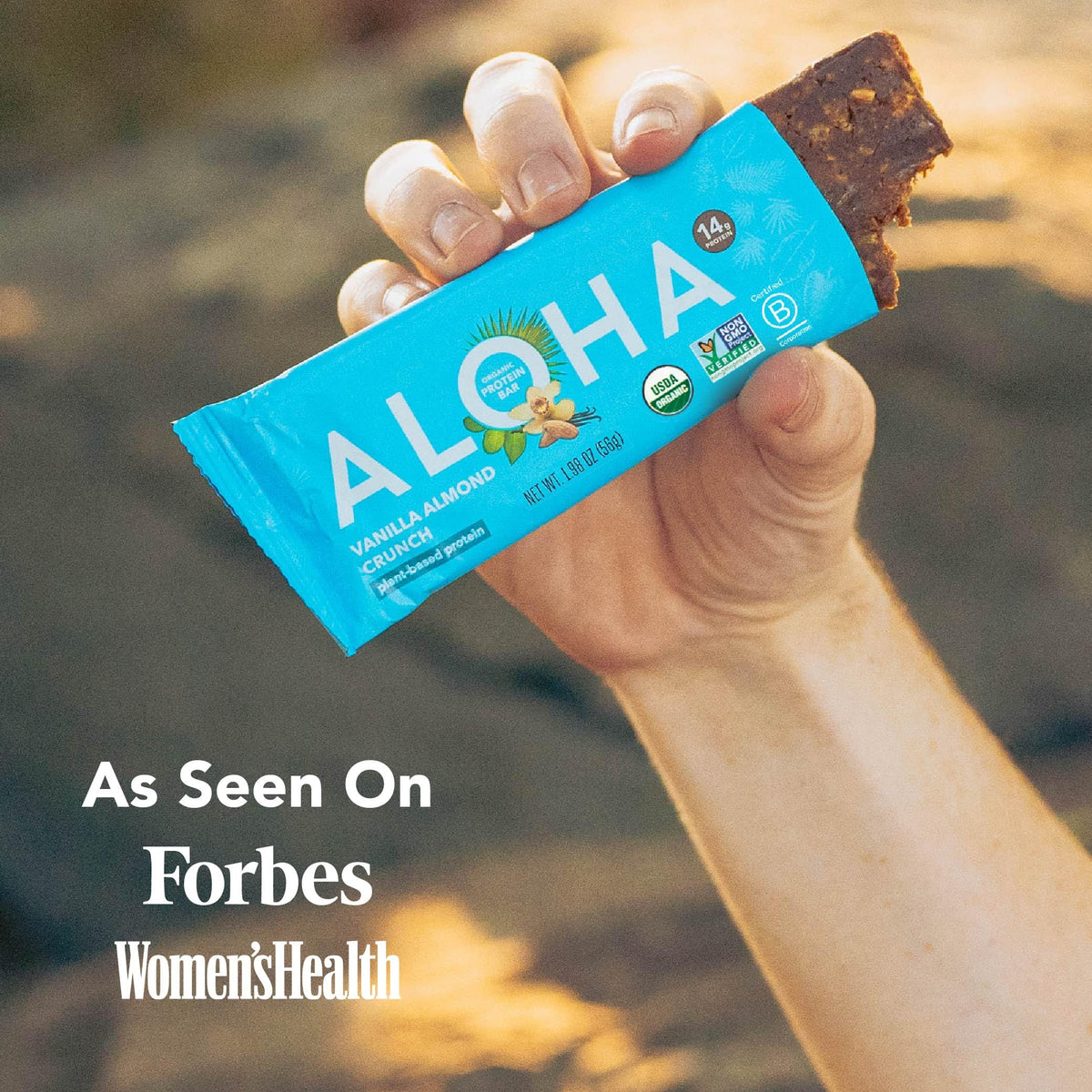 ALOHA Organic Plant-Based Protein Bars – Vanilla Almond Crunch, 1.98 oz, Pack of 12 | Vegan, Gluten-Free