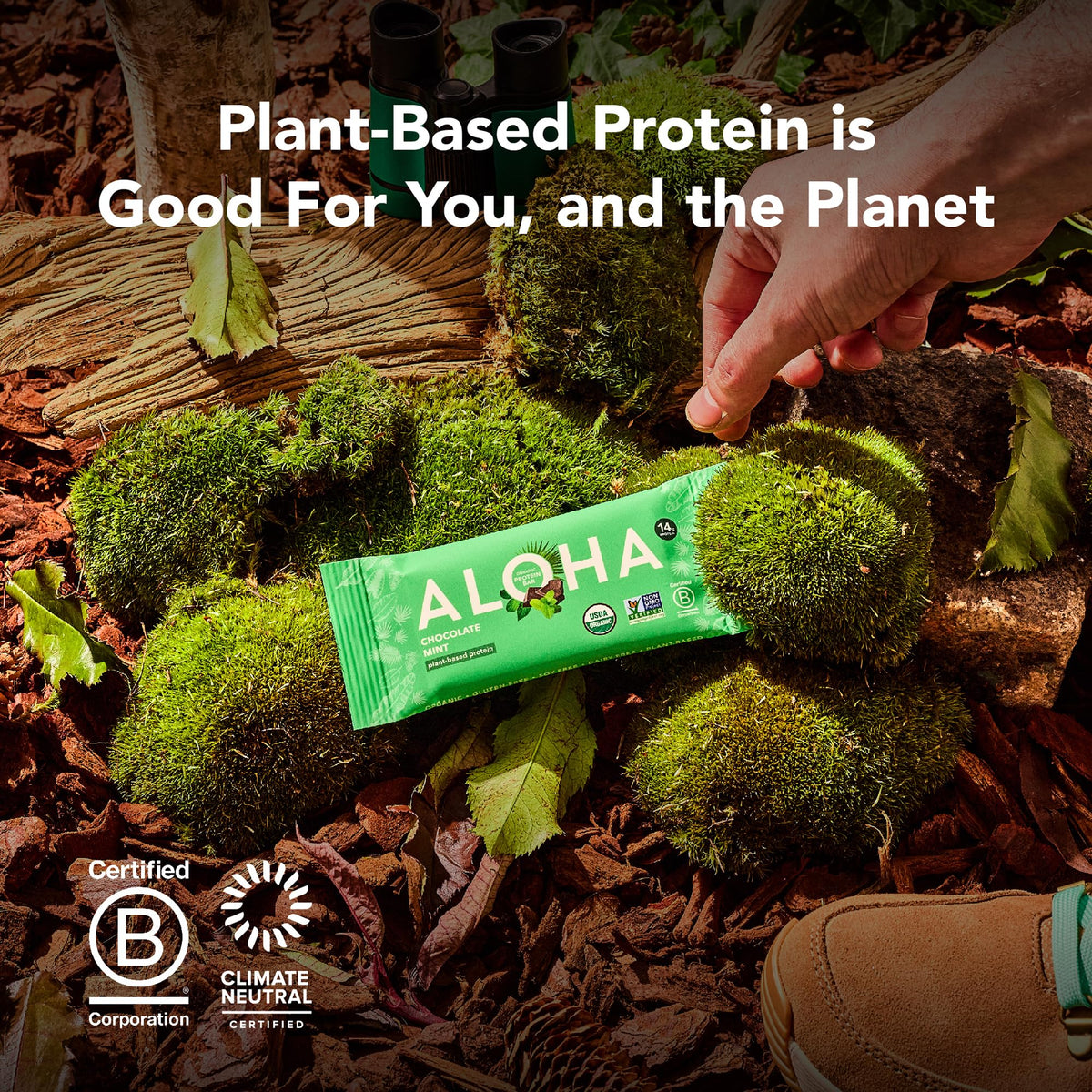 ALOHA Organic Plant-Based Protein Bars – Chocolate Chip Cookie Dough, 12-Pack (1.98 oz each)
