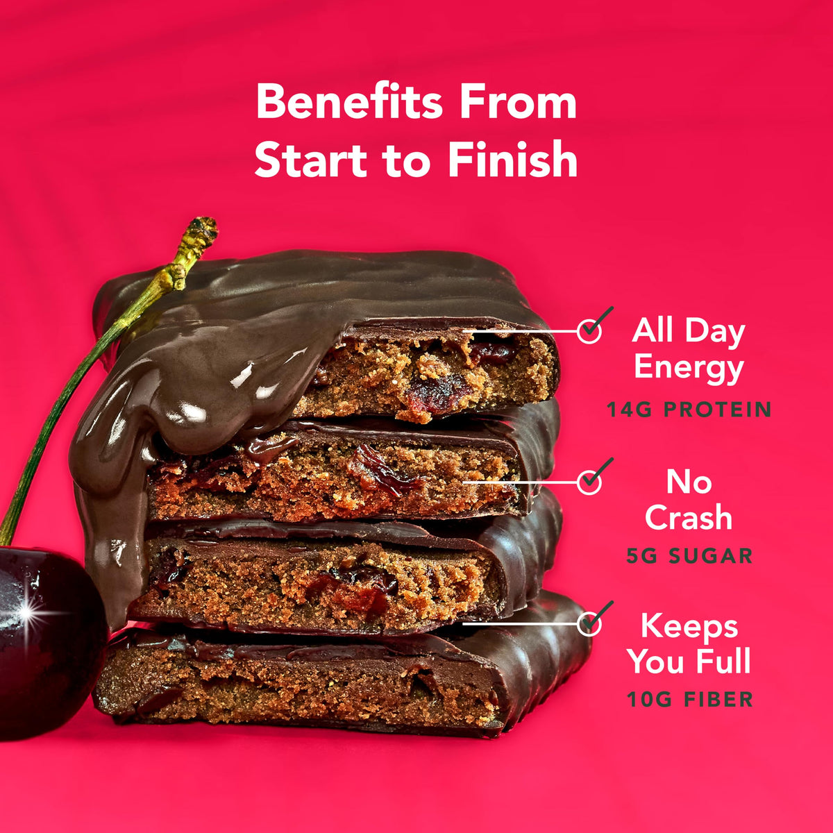 ALOHA Organic Plant Based Protein Bars - Chocolate Cherry (12 Bars) | 14g Protein, Low Sugar, Gluten-Free