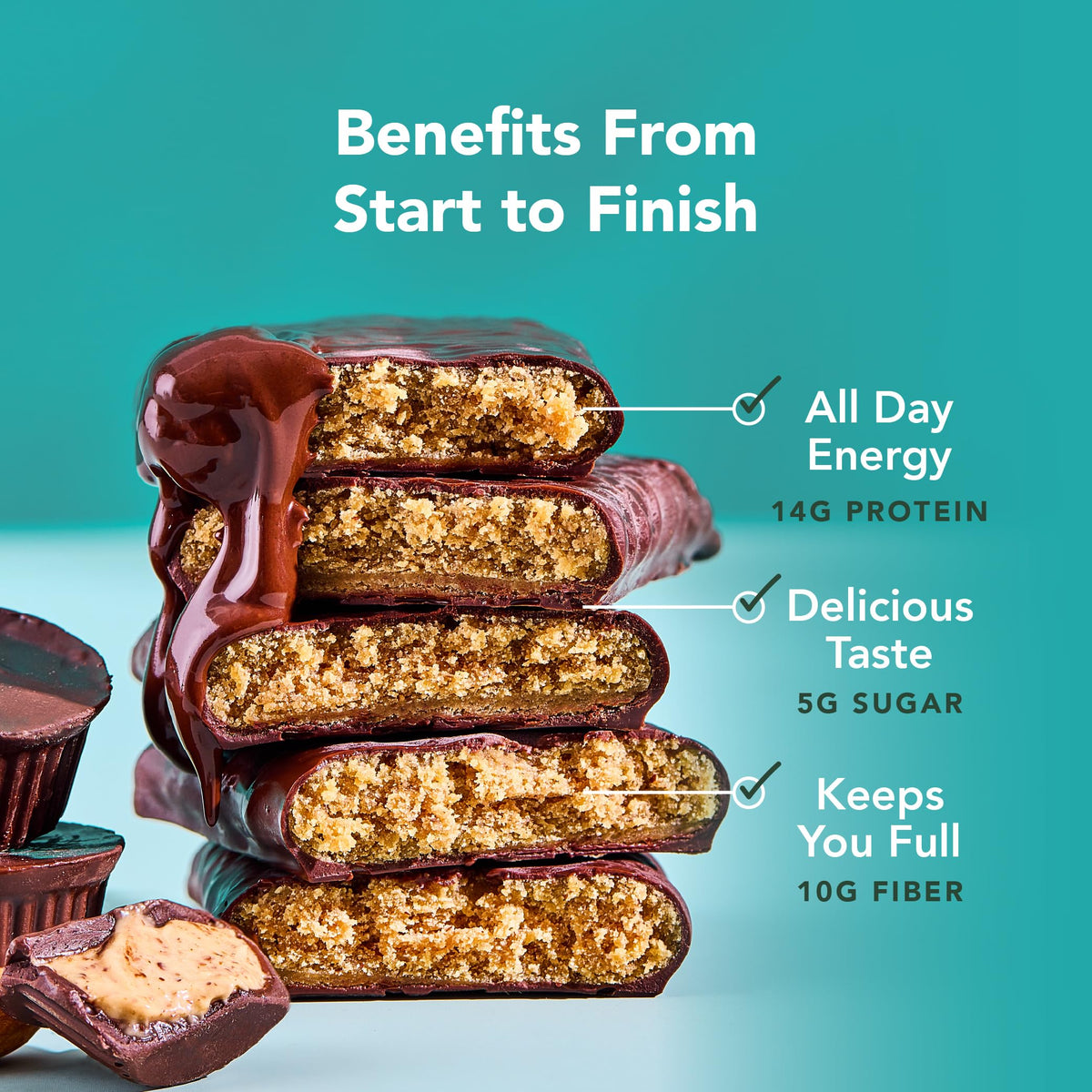 ALOHA Almond Butter Cup Protein Bars - 12 Bars, Vegan, Gluten-Free, Low Sugar
