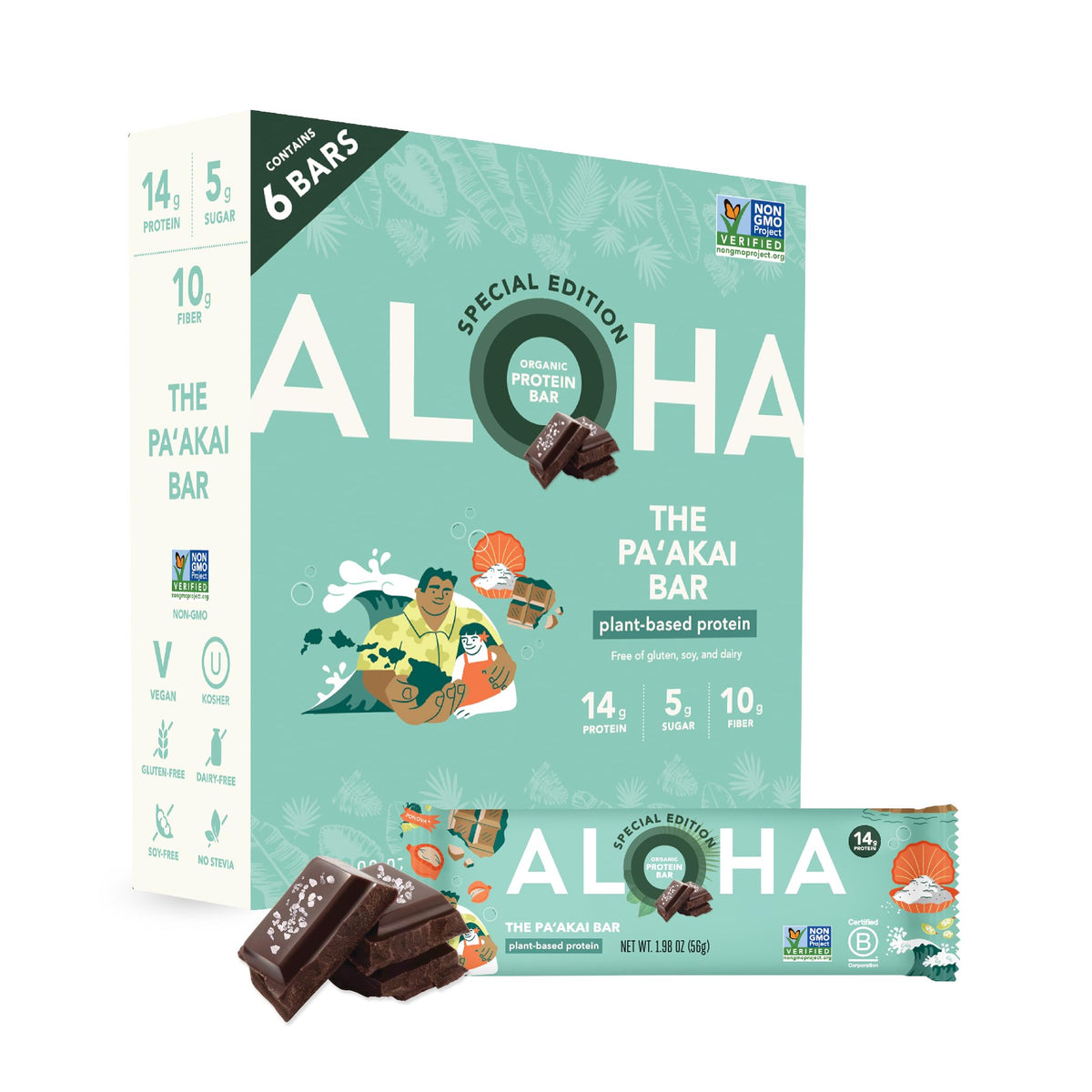 ALOHA The Pa'akai Bar Special Edition – Organic Plant Based Protein Bars (6 x 1.98oz)