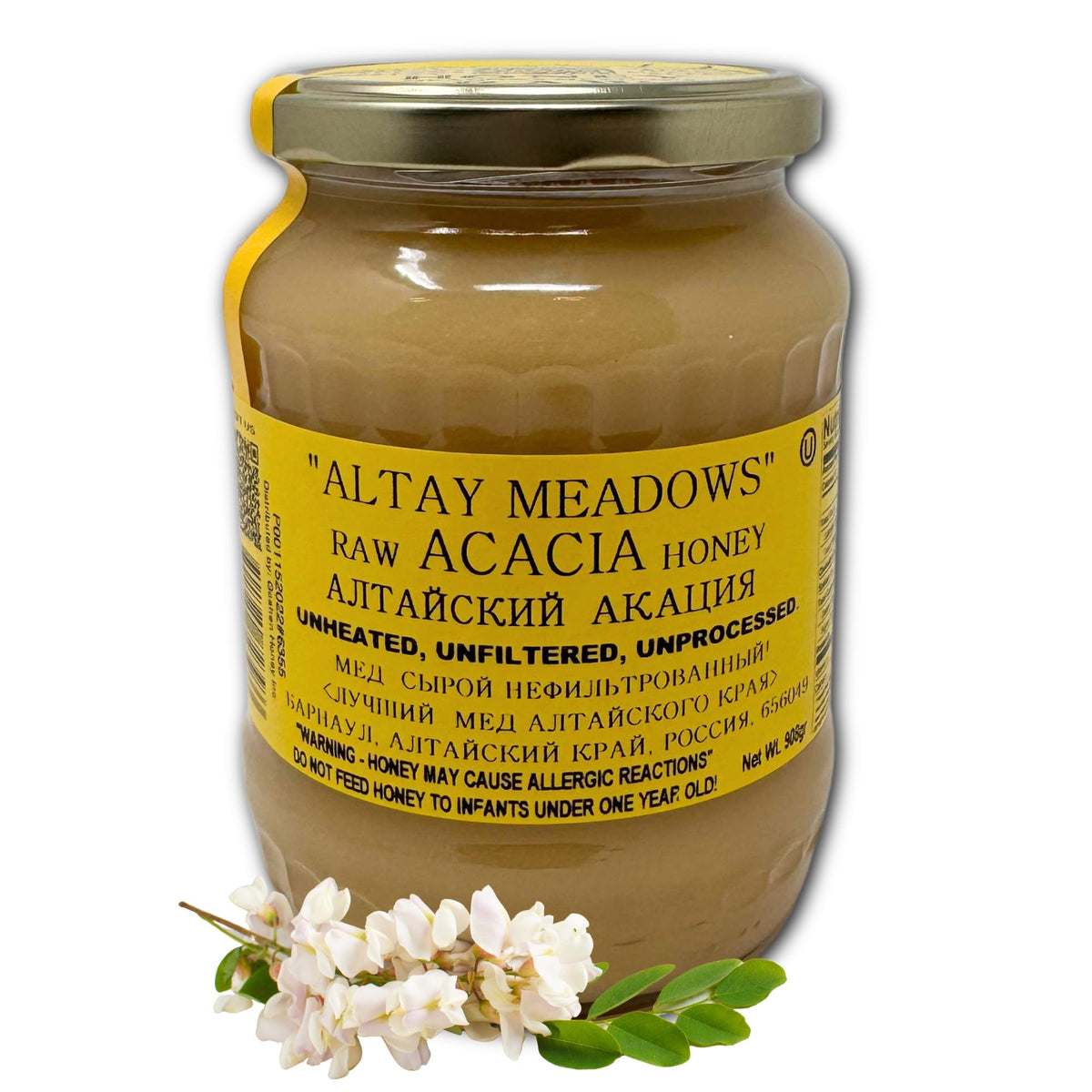 Altay Meadows Raw Acacia Honey – 100% Pure, Unfiltered, 908g Jar