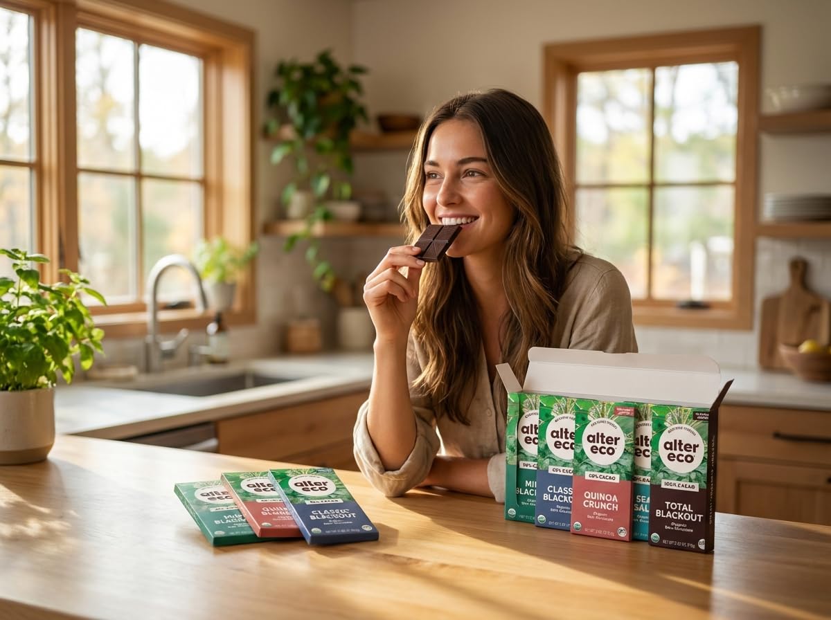 Alter Eco Dark Chocolate Variety Pack 5pk – Blackout 85%, Quinoa Crunch, Sea Salt Organic, Superdark Mint, 100% Cacao