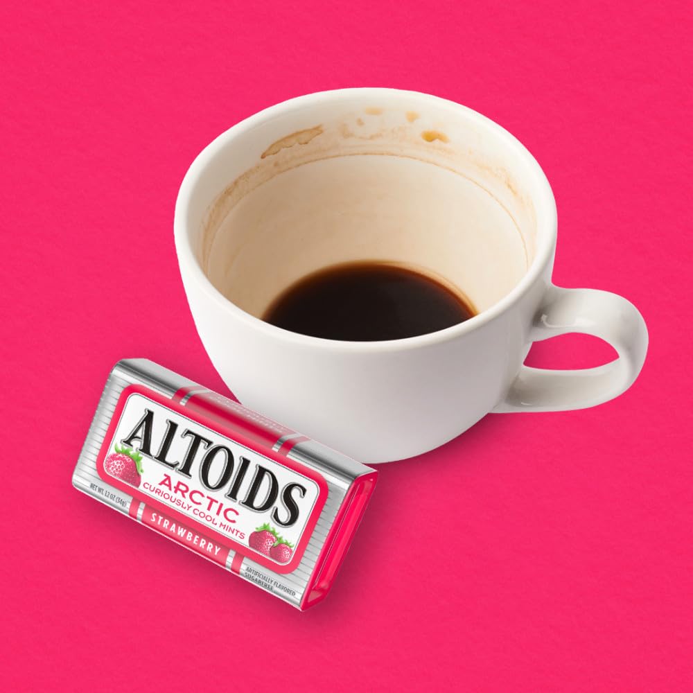 ALTOIDS Arctic Strawberry Breath Mints Bulk, 8 Tins (1.2 oz Each) – Curiously Strong Freshness