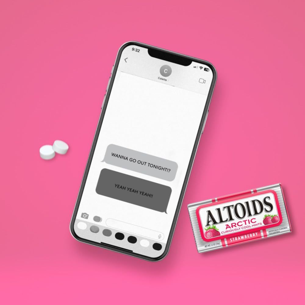 ALTOIDS Arctic Strawberry Breath Mints Bulk, 8 Tins (1.2 oz Each) – Curiously Strong Freshness
