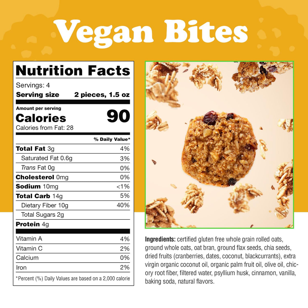 Alyssa’s Vegan Oatmeal Bites | Gluten Free, Dairy Free & Low Carb (4 Pack)