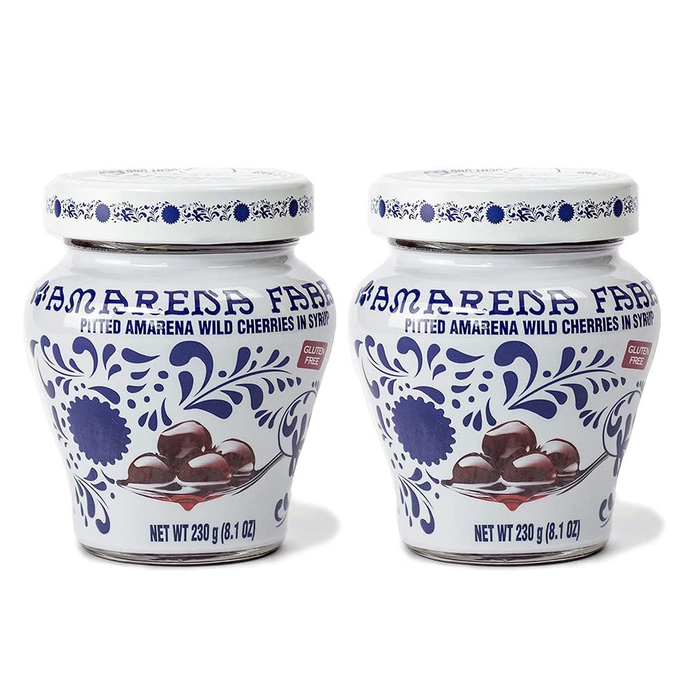 Fabbri Amarena Cherries in Syrup – 8.1 oz Each (Pack of 2) | Amarena Fabbri