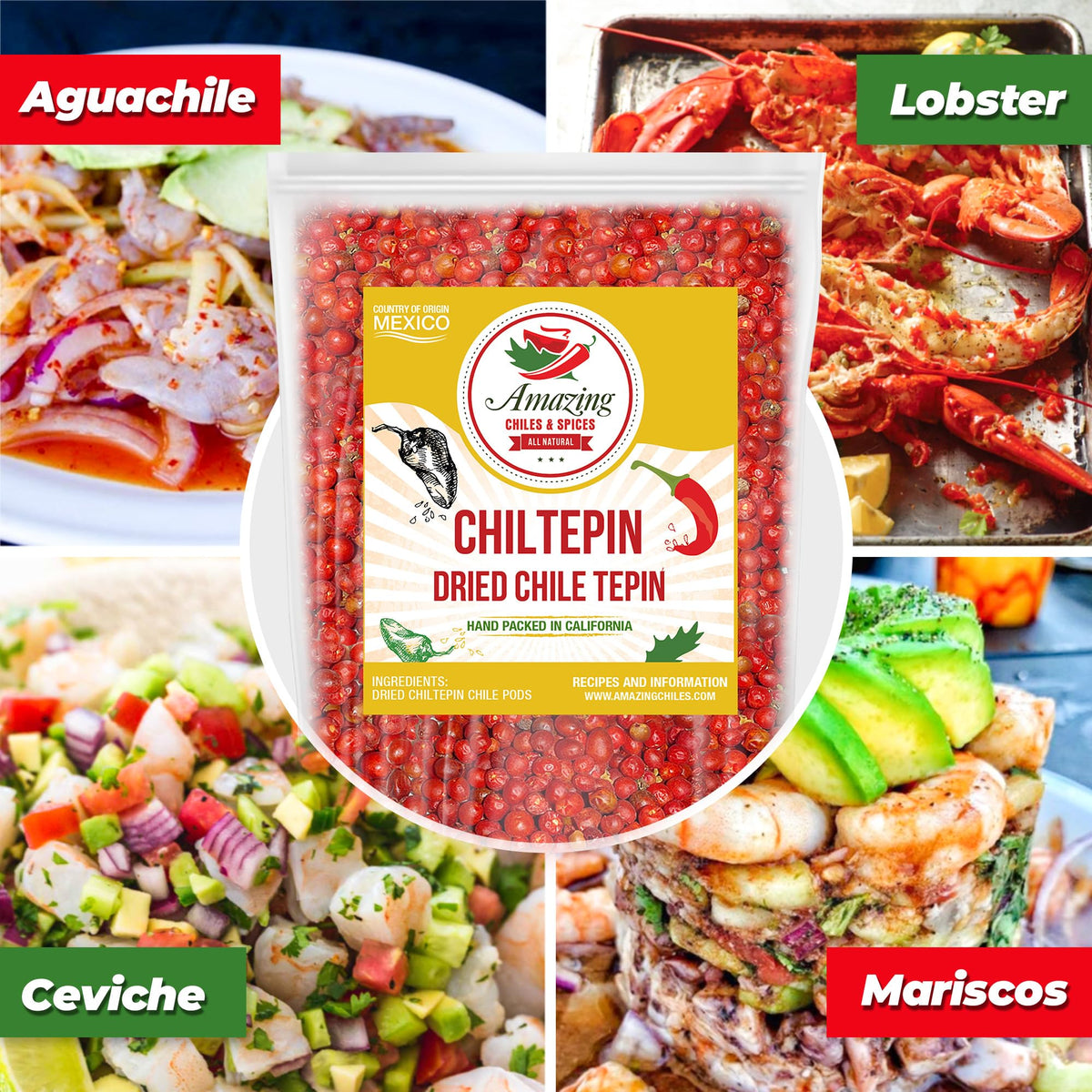 Dried Chiltepin Peppers (Chile Tepin) – 4oz Bag | Amazing Chiles & Spices
